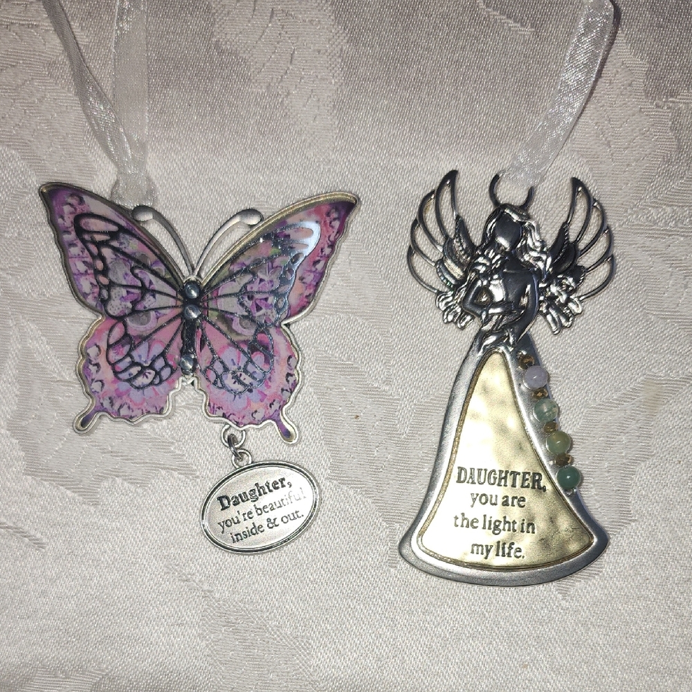 Daughter Butterfly and Angel Ornament Set